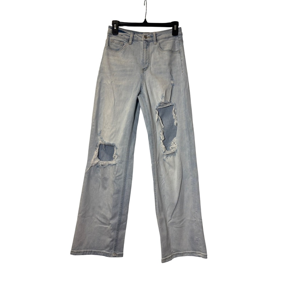 Altar'd State Wide Leg Distressed High Rise Light Wash Jeans Size 26